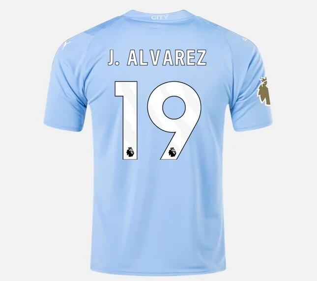 2023 Manchester City 19 Julian Alvarez Soccer blue Home Jersey
